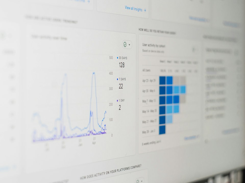 An analytics dashboard with charts on a computer screen